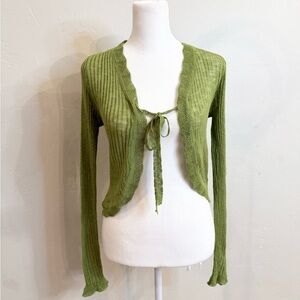 Cloud Season S Olive green Ribbed Cardigan 90s Gen X